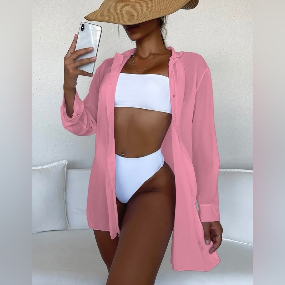 Pink Sheer Swim Coverup